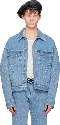 Blue Oversized Spiral Denim Jacket