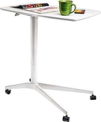 airLIFT White 30 in. Overbed Bedside Medical Height Adjustable Mobile Side Table Cart