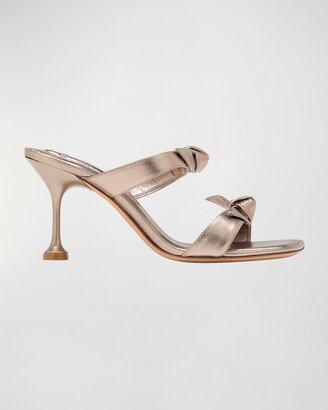 Clarita Leather Bow Two-Band Sandals