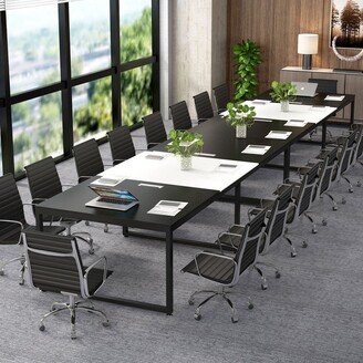 Contemporary Black/ White Stainless Steel Conference Table