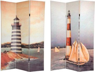 Handmade 6' Canvas Lighthouses Room Divider