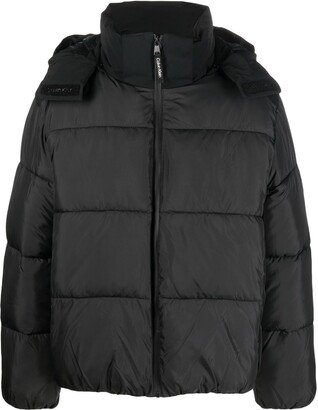 Panelled Quilted Hooded Puffer Jacket