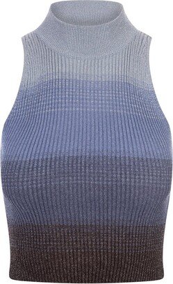 Mock Neck Sleeveless Ribbed-Knit Cropped Top