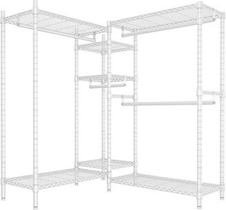 VIPEK L6 Plus Garment Rack Heavy Duty Clothes Rack Corner Closet Rack L Shaped Clothing Rack, Max Load 900LBS, White