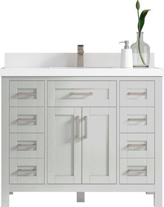 Cambridge 42 In. W X 22 D Single Sink Bathroom Vanity in Coventry Gray With Quartz Or Marble Countertop | Modern Vanity