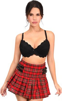 Daisy Corsets Women's Plus Size Red Plaid Pleated Skirt w/Buckles