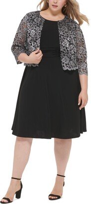 Plus Size 2-Pc. Lace Jacket & Knit Dress Set