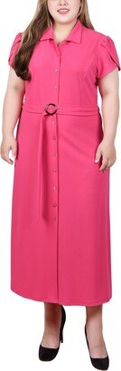 Plus Size Midi Petal Sleeve Dress