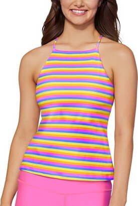 Juniors' Shorebreak High-Neck Striped Tankini Top