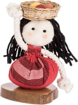 Handmade Salvadoran Girl In Red Decorative Cotton Doll