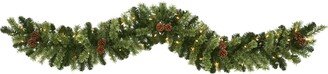 6ft. Christmas Artificial Garland with 50 Clear LED Lights and Pine Cones
