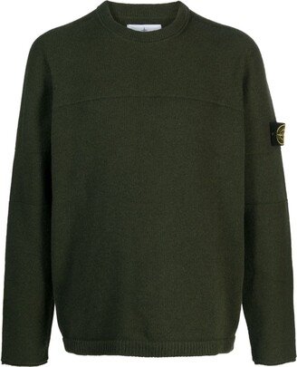 Compass-motif crew-neck jumper