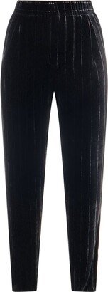 Striped High-Waist Straight-Leg Trousers