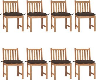 Patio Chairs 8 pcs with Cushions Solid Teak Wood - 19.7'' x 20.9'' x 35.4''-AA