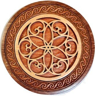 Rosette Waterproof Wooden Coaster, Original Inlaid Wood Marquetry. Combine Orders & Build Your Own Custom Set Of 6 To Get A Free Case