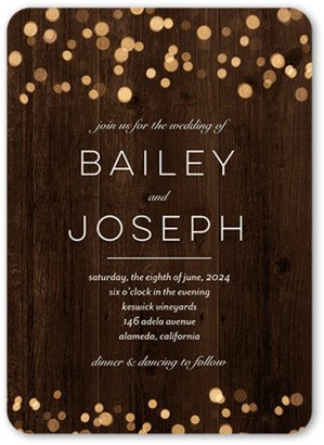 Wedding Invitations: Rustic Shimmer Wedding Invitation, Brown, 5X7, Matte, Signature Smooth Cardstock, Rounded