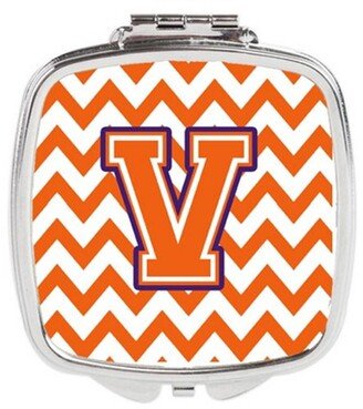 CJ1062-VSCM Letter V Chevron Orange & Regalia Compact Mirror