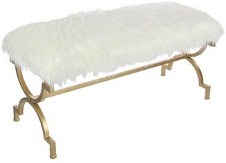 Faux Fur and Metal Contemporary Bench