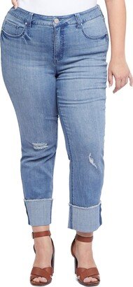 Plus Size Slim Straight Cuff Jeans