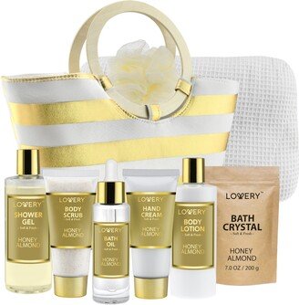 Lovery Home Spa Kit - Honey Almond Scent - Luxury Bath & Shower Gift for Women & Men