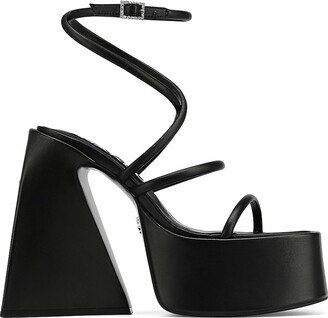 Naked Wolfe Angel Black Leather Platform Sandals