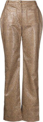 Ellis snakeskin-effect straight trousers