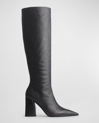 Viva Leather Block-Heel Knee Boots