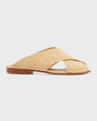 Arielle Woven Raffia Crisscross Sandals