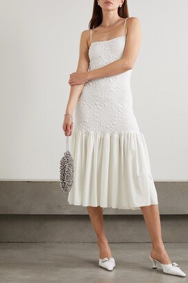 Erina Popcorn Jersey Midi Dress - White