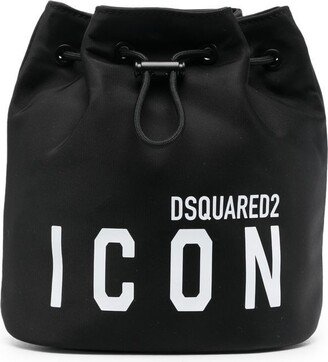 Icon-print bucket bag