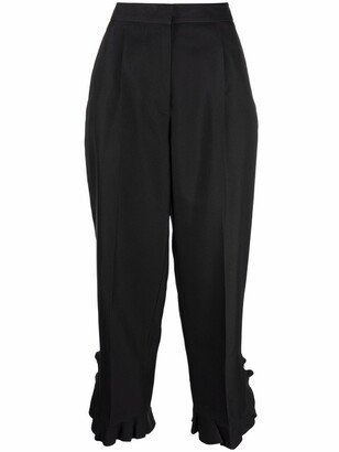 Flared-Hem Straight Trousers