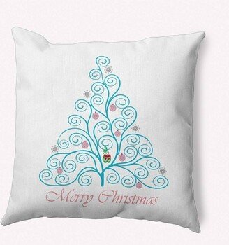 16x16 Decorated Fillagree Tree Square Throw Pillow Turquoise Blue