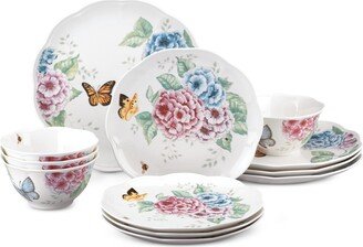 Butterfly Meadow Hydrangea 12 Pc. Dinnerware Set, Service for 4