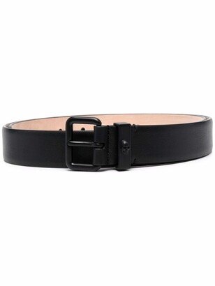 Skull leather buckle belt