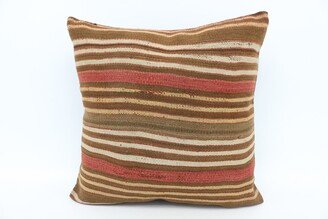 Throw Pillow, Turkish Kilim Designer Pillows, Brown Striped Gift For Women Pillow Covers, 2794