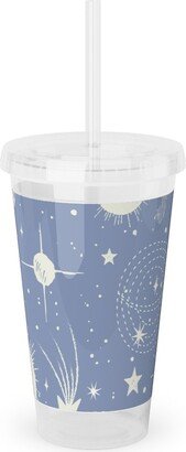 Travel Mugs: Solar System Acrylic Tumbler With Straw, 16Oz, Blue