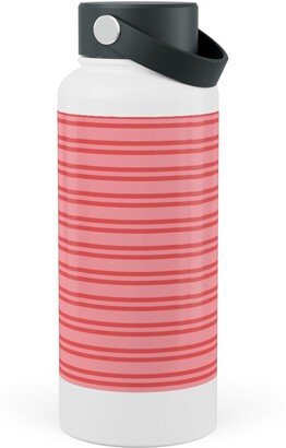 Photo Water Bottles: Joyful Stripes - Red And Pink Stainless Steel Wide Mouth Water Bottle, 30Oz, Wide Mouth, Pink