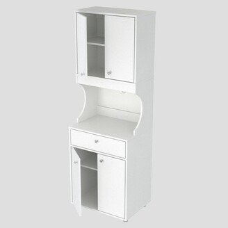 1 Drawer Kitchen/Microwave Storage Cabinet with Open Space White