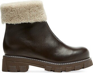 Abba 38MM Leather & Shearling Lug-Sole Boots