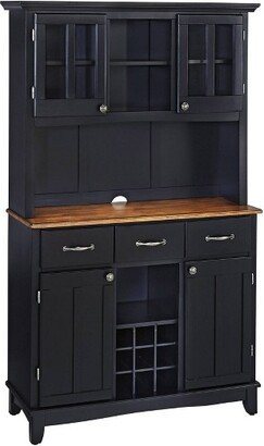 Large Buffet of Buffets Server with Hutch and Oak Top Black - Homestyles