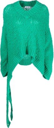 open-knit V-neck jumper