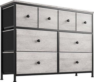 REAHOME 8 Drawer Steel Frame Bedroom Storage Organizer Chest Dresser with Waterproof Top, Adjustable Feet, and Wall Safety Attachment, Dark Taupe