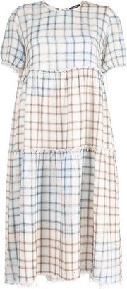 Bleached Plaid Midi Dress