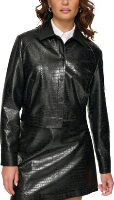 Petite Textured Faux-Leather Jacket