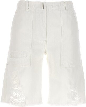 Destroyed Denim Bermuda Shorts-AA