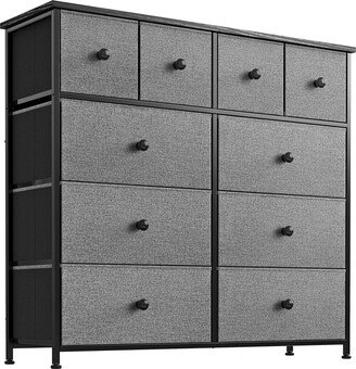 REAHOME 10 Drawer Steel Frame Bedroom Storage Organizer Dresser, Light Grey