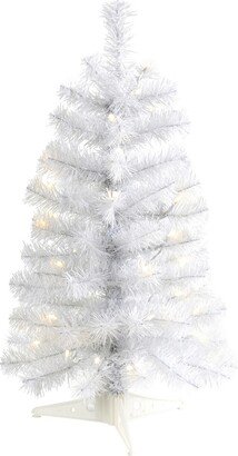 White Artificial Christmas Tree with Lights and Bendable Branches, 24