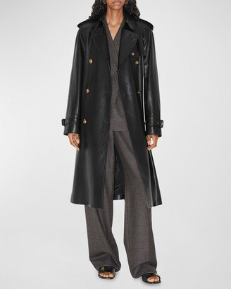 Harehope Belted Leather Trench Coat-AB