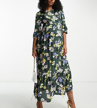 Nobody’s Child Maternity Nobody's Child Maternity Rachel puff sleeve midi dress in green floral