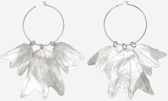 Hoop Earrings With Leaf Charm